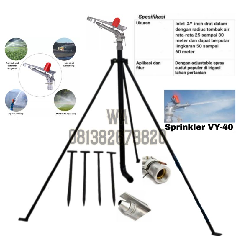 Sprinkler Big Gun Rain VY-40 Radius Tembak 40 Meter UK.2"Inch