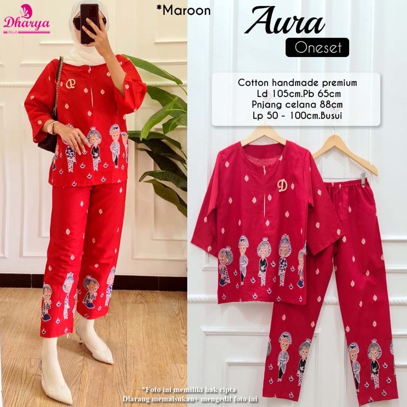 Setelan batik bu tejo gendhong jamu Aura one set catton primisma import ori dharya