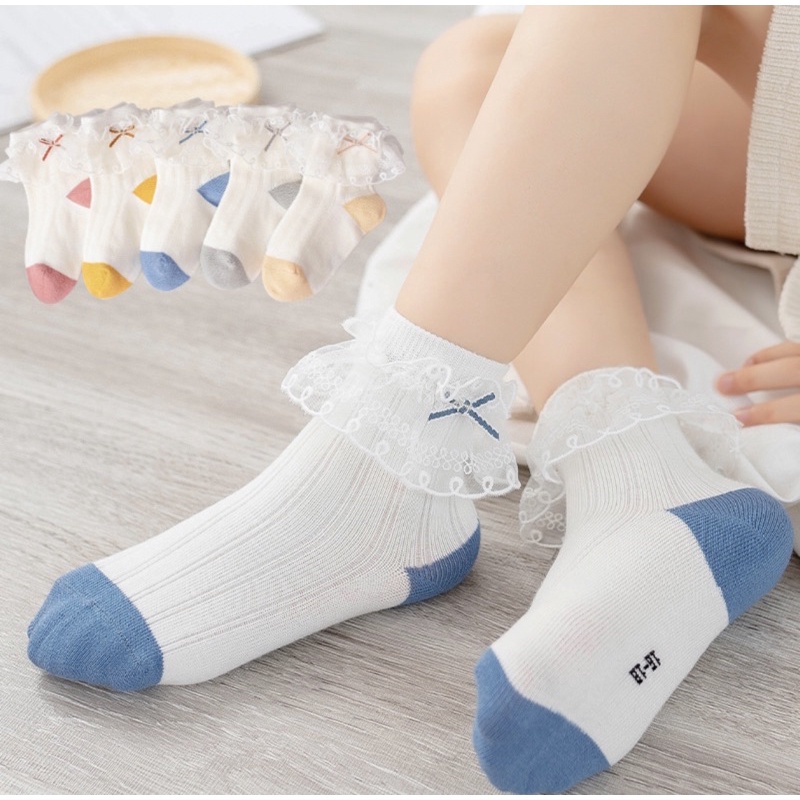 Kaos Kaki Anak Bayi Balita Perempuan Cewek Renda Pita DUA WARNA / Baby Socks