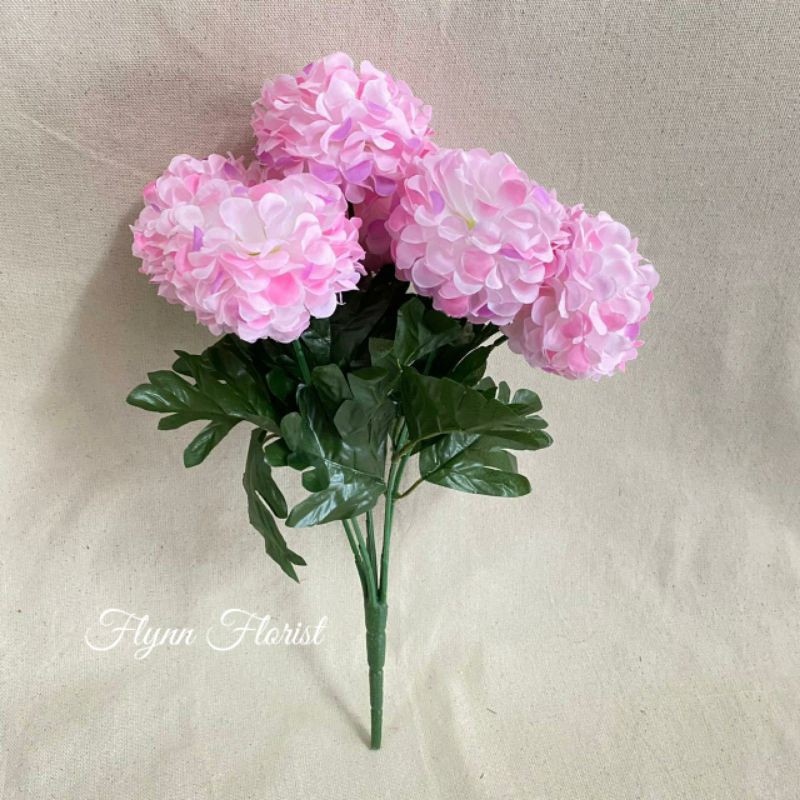 Bunga Seruni Ball X6 (satuan) Bunga Artificial / Bunga Plastik / Bunga Dekorasi / Pernikahan-Pink