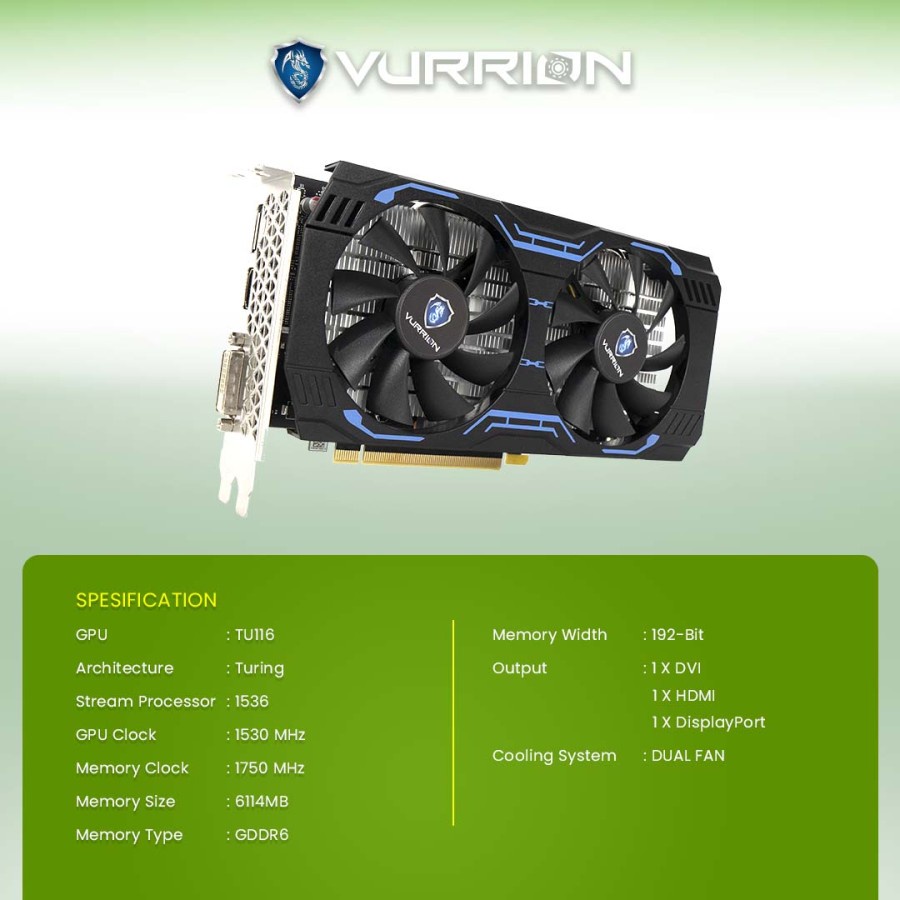 VGA NVIDIA VURRION GTX 1660 SUPER 6GB GDDR6