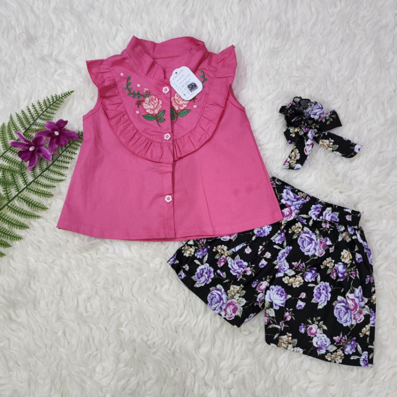 baju bayi perempuan stelan celana bunga baby girl