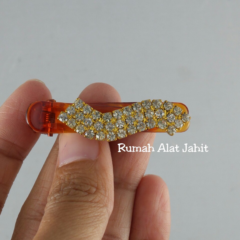 Jepit Rambut / Hair Clip Permata Baris Lengkung 4.5cm