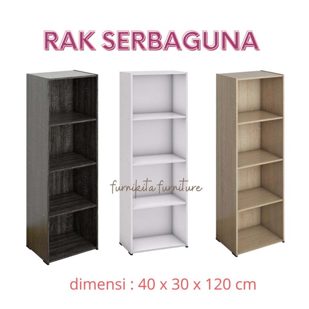 RAK BUKU SERBAGUNA SUSUN 4 KAYU