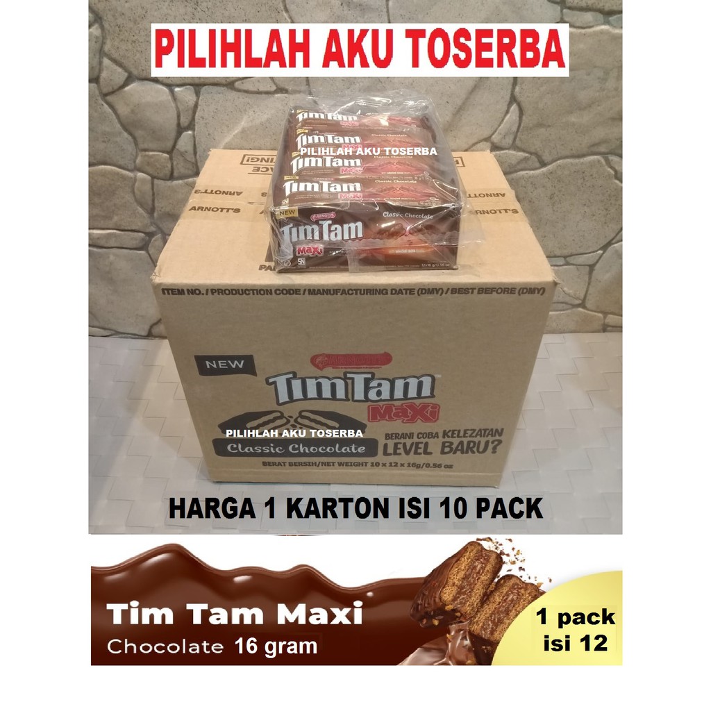 Tim Tam Maxi Classic Chocolate 16 gram, ( HARGA 1 KARTON ISI 10 PACK )