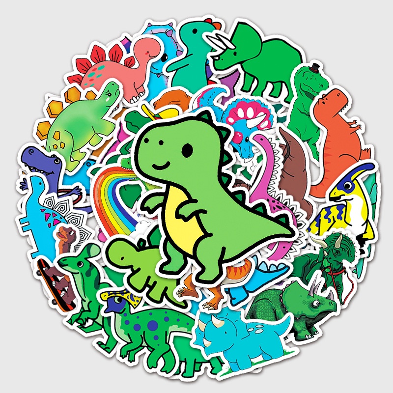 Zhang lucu dinosaurus kecil ins kartun dekoratif stiker laptop Cangkir air kotak alat tulis kreatif