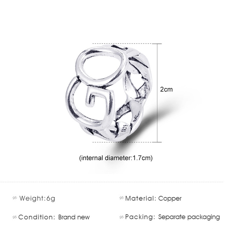 Cincin Geometris Perak Berongga Mode Retro Cincin Logam Berduri Kepribadian