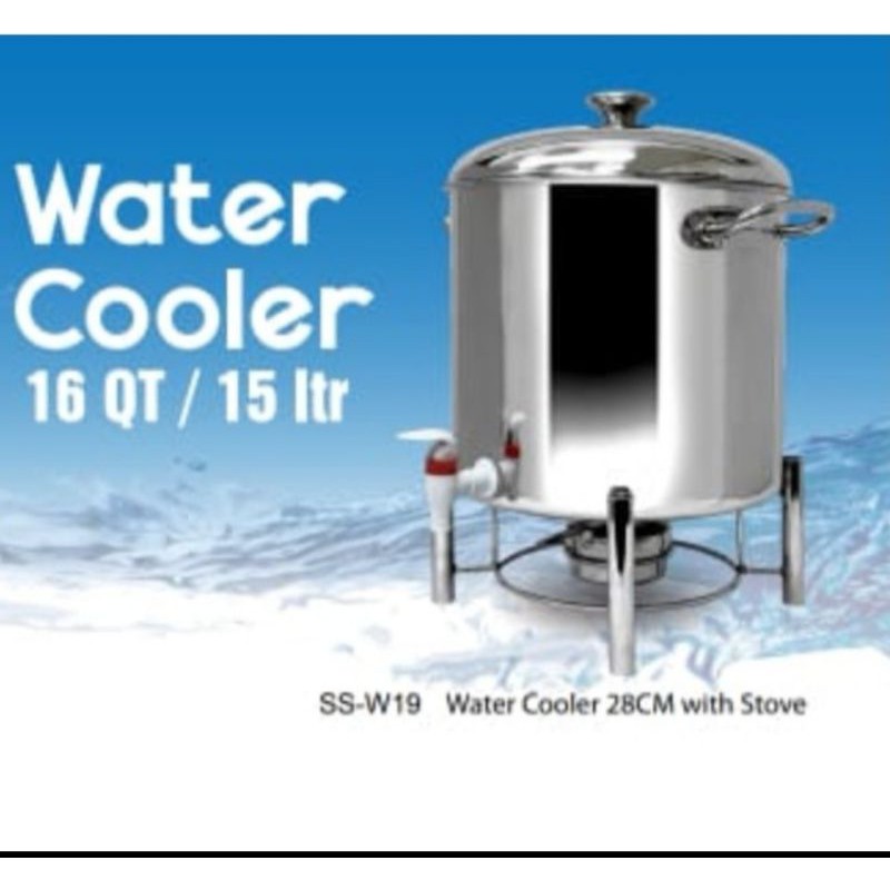 Maspion Water Cooler Stainless 28 cm With Stove/Tempat Minuman Stainless Berkompor