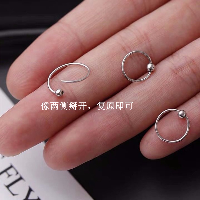 1 PC Anting Tindik Bentuk Lingkaran Kecil Bahan S925 Silver Hypoallergenic