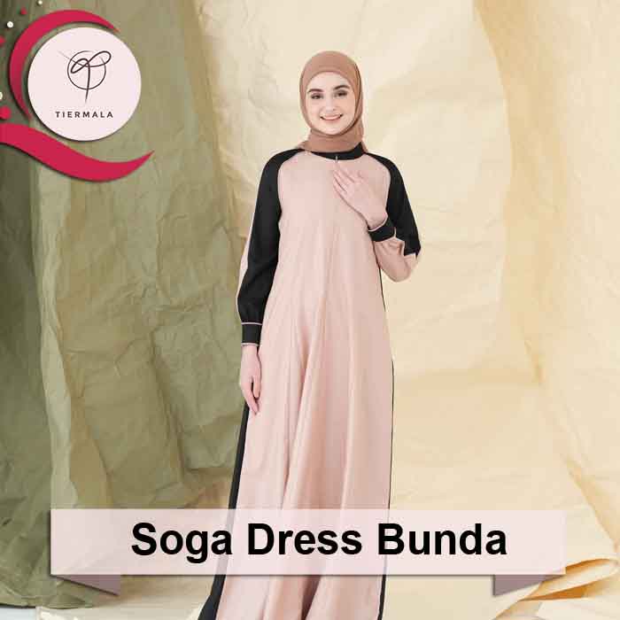 Tiermala - Soga Dress Bunda Raya Sarimbit Series - Gamis Dewasa/ Cotton Silk Terlaris
