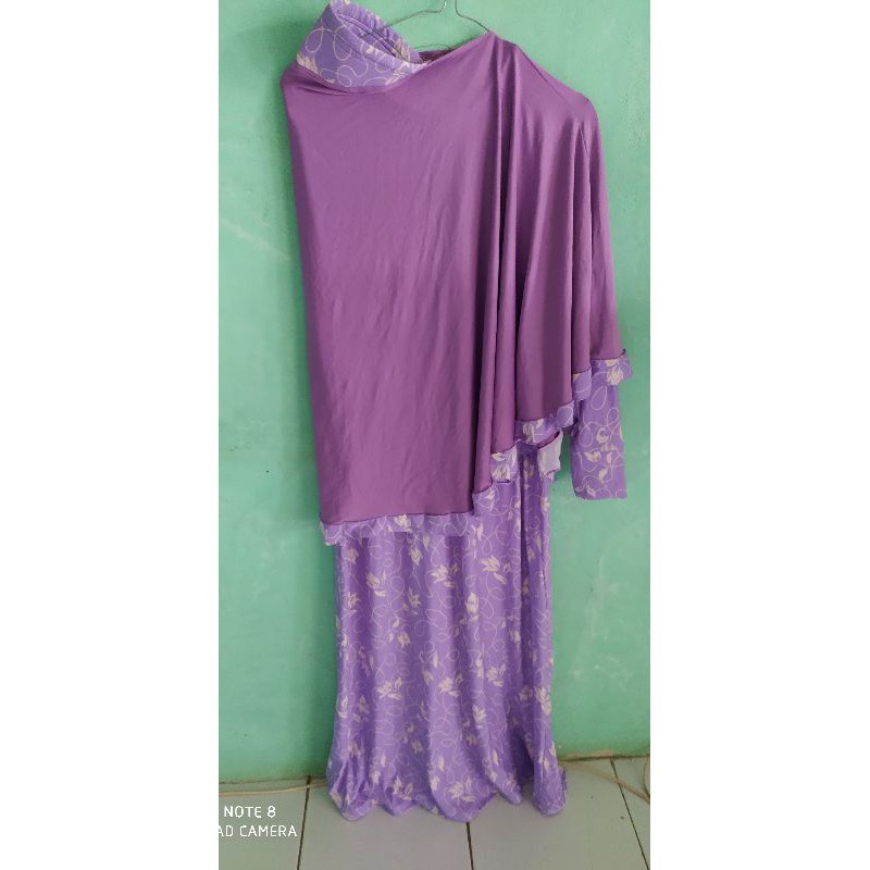 preloved gamis set jilbab bahan jersey