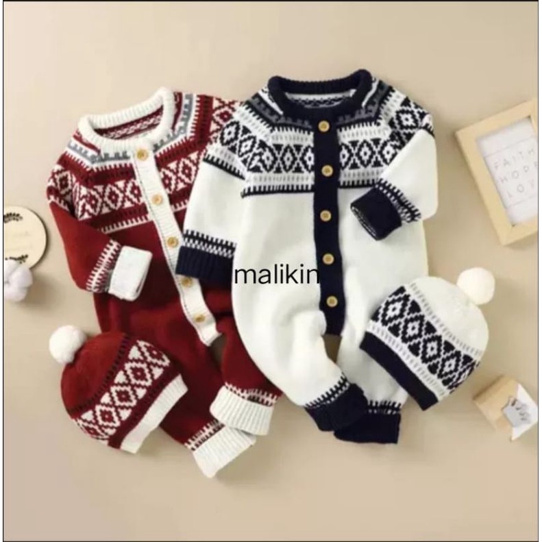 JUMPER BAYI RAJUT + KUPLUK /ROMPER BAYI KUPLUK HANGAT / JAMPER BAYI 0-1 Tahun / BAJU BAYI HANGAT