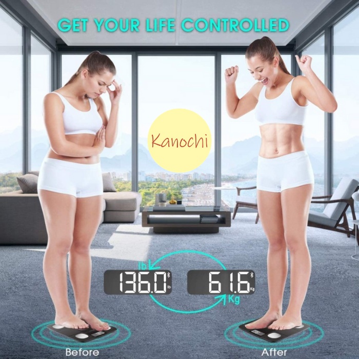 Timbangan Badan Digital Kaca Black Hitam Scale Electronik Body Fitness