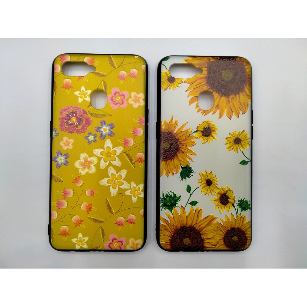 Case Bordir Flower Oppo A5S A7 A12 A11k A15 A15S A37 NEO 9 Motif Timbul 3D Bunga