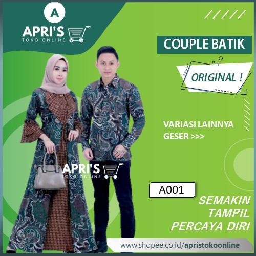 Baju Kemeja Atasan Dress Couple Batik Gamis Wanita Pria Cowok Cewek Kombinasi Lengan Panjang Modern