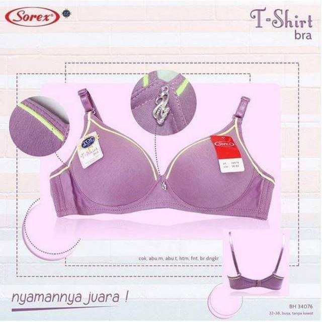 BH SOREX 34076 | Sorex Bra T-Shirt Busa Tanpa Kawat Kait 2 Setara Cup B Sguna