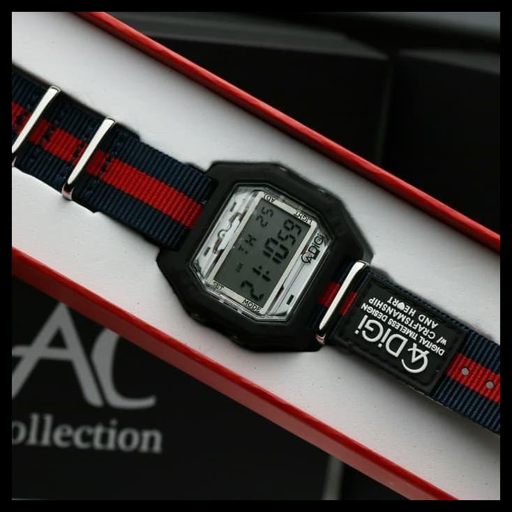 Jam Tangan Unisex Alexandre Christie 9224 Original Digital - Blue Red