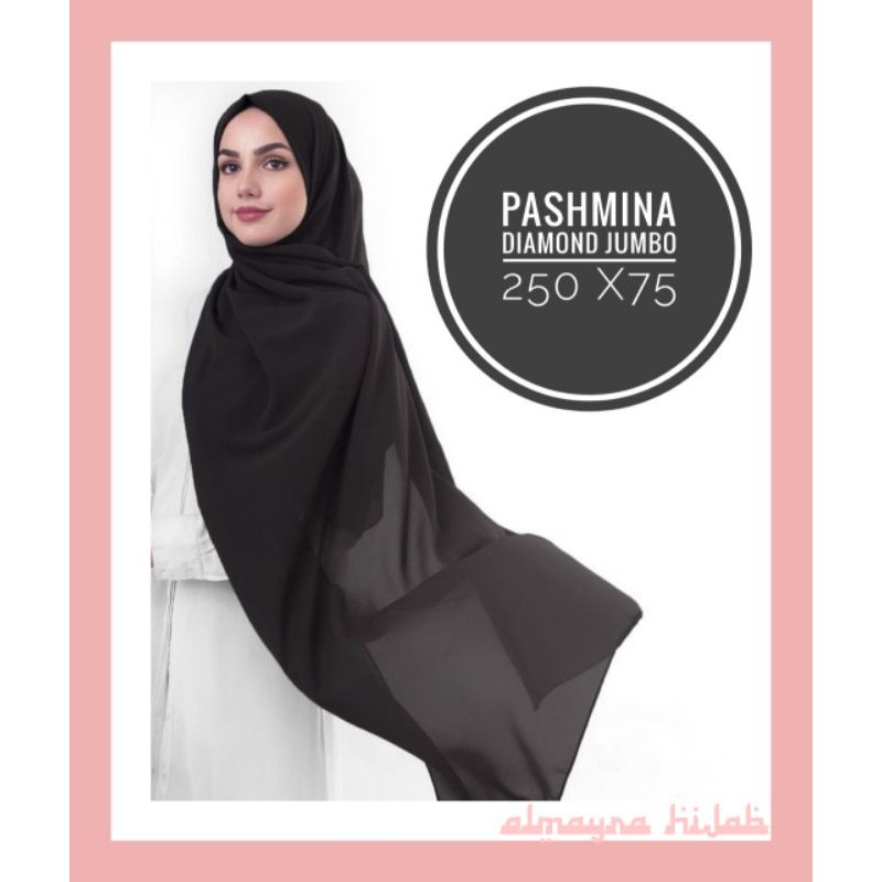 Pashmina diamond 250x75 diamond italiano creepe sabyan super jumbo jahit tepi rapi-1