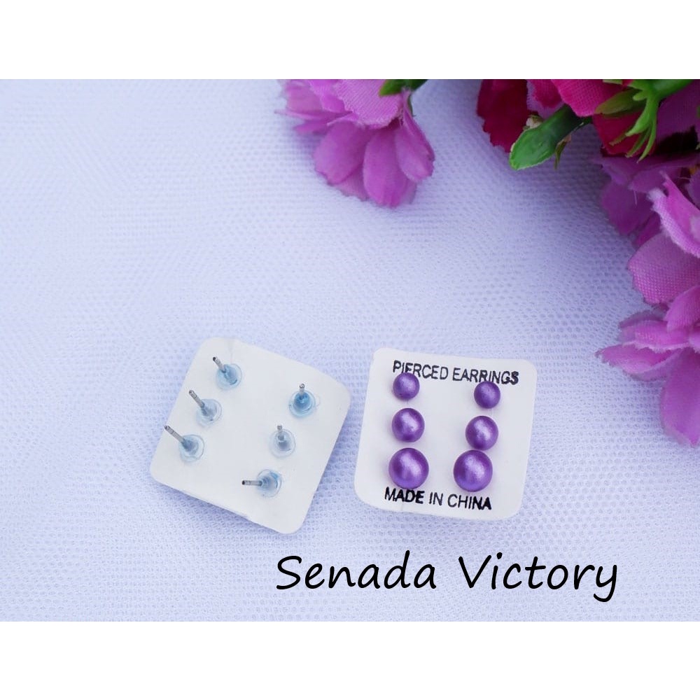 Senada Victory Anting 3 Mutiara Cantik Anting Aksesoris Wanita SV030