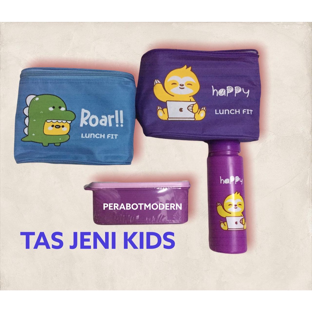 Tempat Makan Dengan Botol Minum Set Tas Jennie Kids Lunch Fit Lunch Bag Set Of 4pcs kotak tempat makan anak 2 sekat botol minum garpu sendok plastik piknik olah raga bekal sekolah