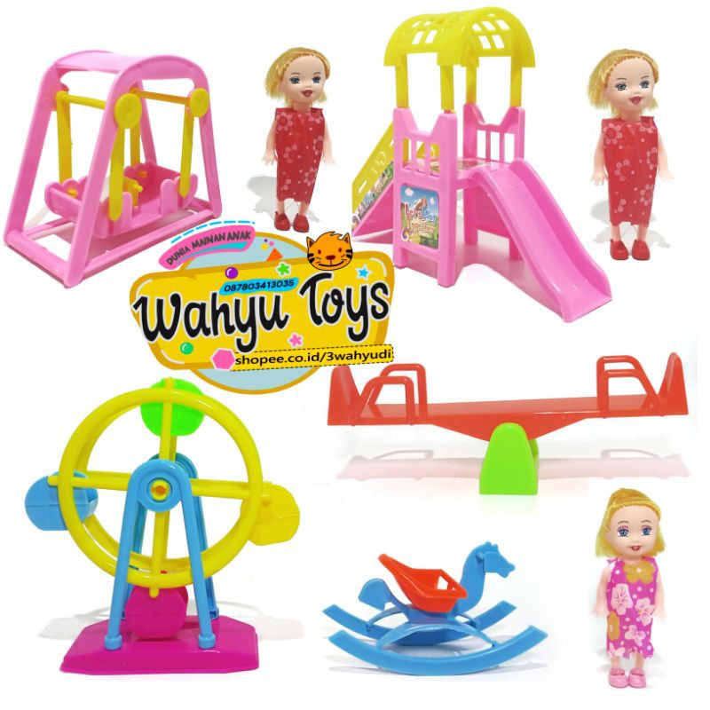 BONEKA TAMAN BERMAIN FUNNY PARK PLAYGROUND MAINAN PROSOTAN BONEKA SET MAINAN TAMAN BERMAIN SET ARENA