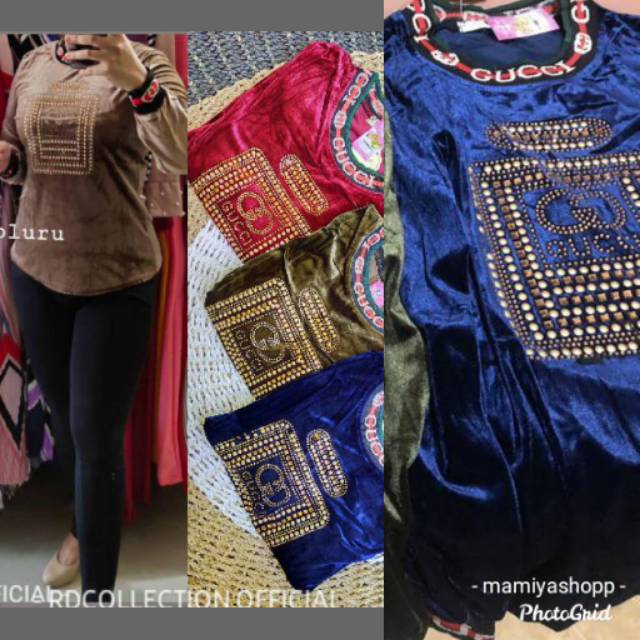 Atasan bludru import lengan panjang