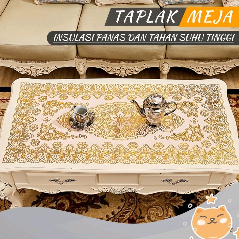 Taplak Meja Tamu Gold Kotak Dan Oval Table Mat Ukiran Taplak meja minimalis