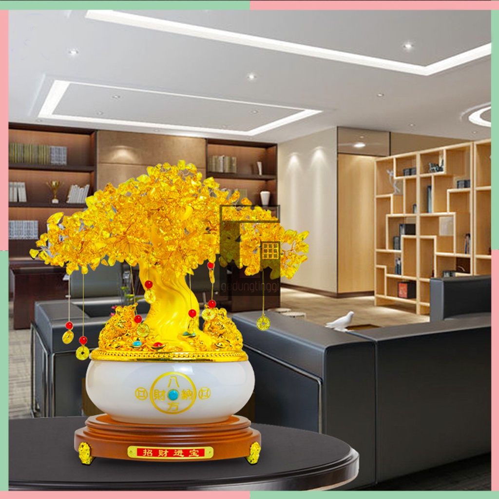 Pajangan Patung Hiasan Hadiah Kado Meja Kantor Aesthetic Pohon Benda Fengshui Fengsui Feng Shui Tree Tanaman Bambu Dewa Dewi Rejeki Rezeki Hoki Kantong Celengan Atm Anak Target Uang Duit Coin Emas Gold Keberuntungan Giok Resin Decoration Lucu Unik Jumbo