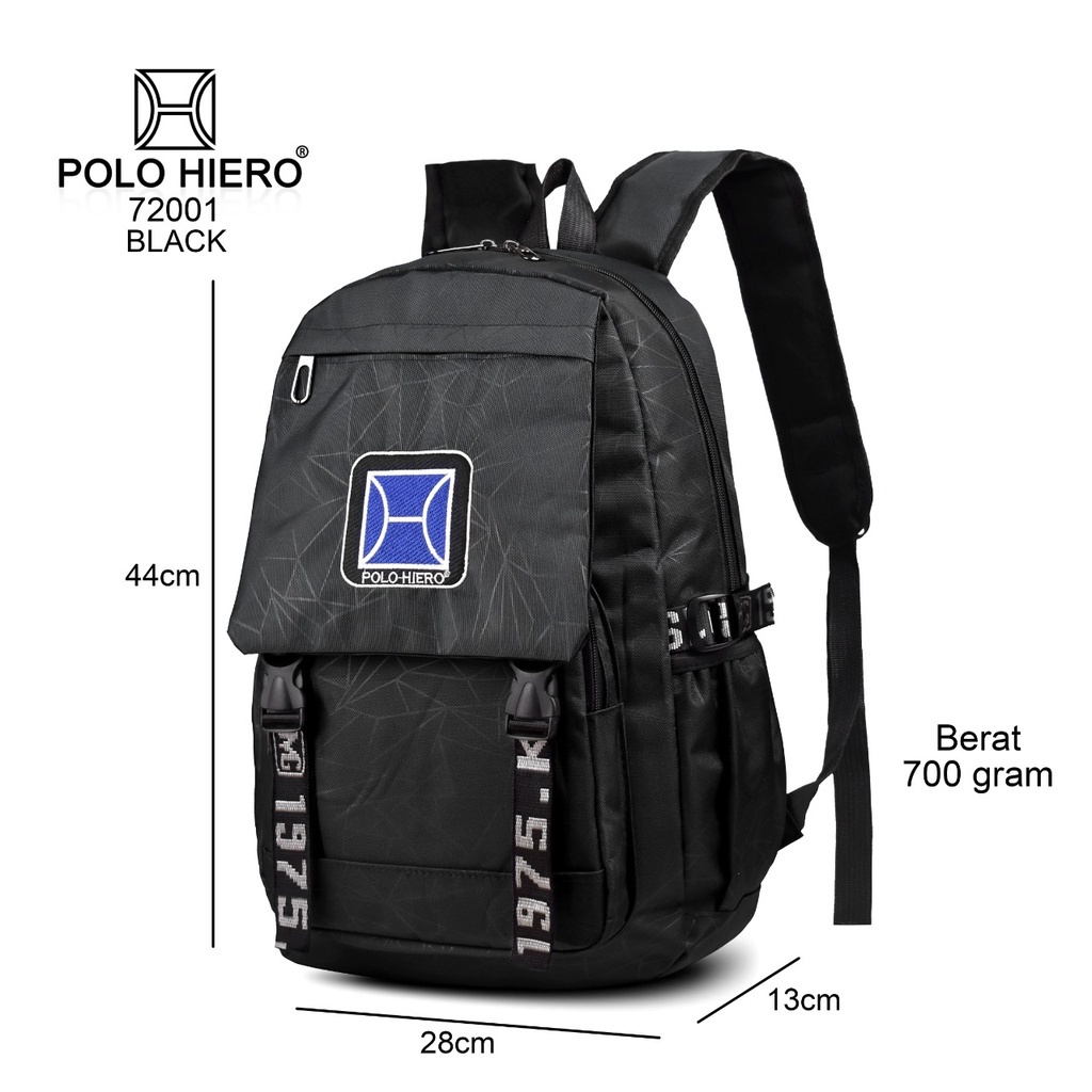 (RF) Tas Sekolah Polo Hiero 72001 Tas Ransel Backpack Kuliah Tas Kerja Tas Fashion Ransel Pria