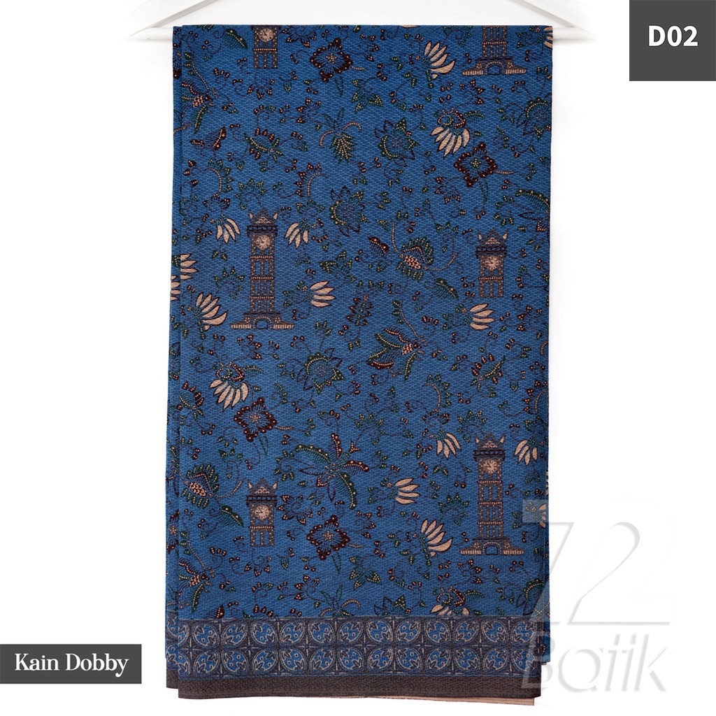 BAHAN BATIK PREMIUM Dobby Motif Jam Gadang Warna Biru Blue Dolbi Dobi Doby Viscos 721957 Cap 72 Jarik Jarit Samping Kebat Panjang Batik Dobby Modern Premium Bahan Seragam Batik Pernikahan Kantor Keluarga Murah Kamen Jadi Batik Bali Lembaran