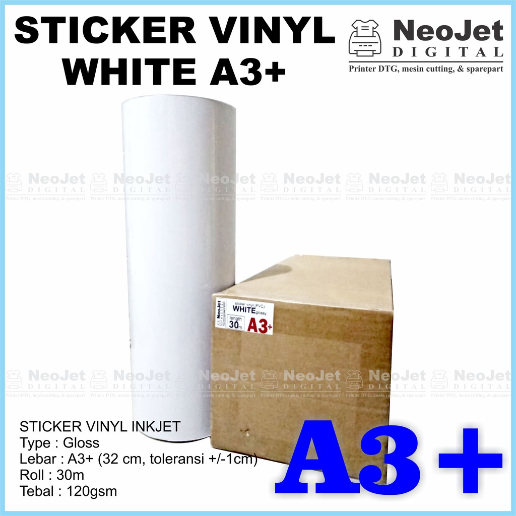 

Sticker Vinyl Inkjet White Glossy A3+ Panjang 30 Meter