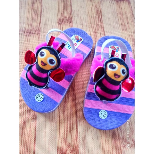 [1-3 TAHUN] Sandal Jepit Anak Perempuan Pelangi Sendal anak cewe / SANDAL BABY KIDS BONEKA LEBAH / SANDAL PREWALKER BAYI  LEBAH