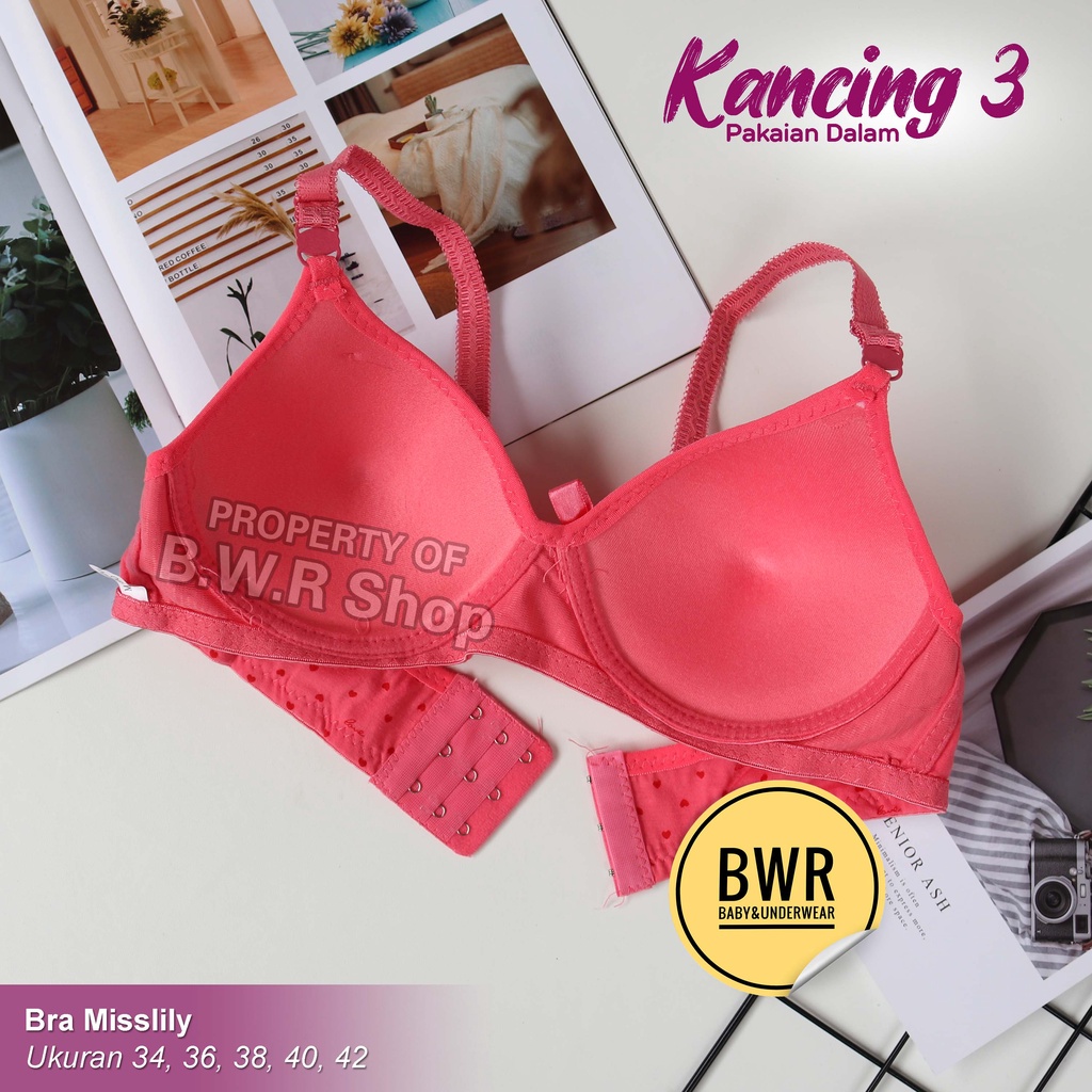 Bra Misslily KANCING 3 / Bra Remaja Wanita Busa Tanpa Kawat Motif Polkadot | Bwr