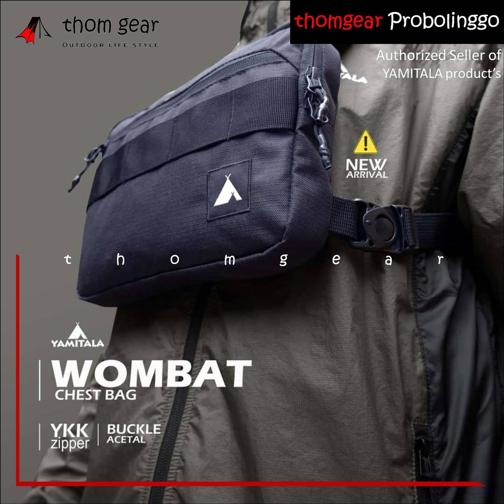 YAMITALA WOMBAT Tas Dada Chest Bag Chestbag Pria Wanita Tactical Riding Adventure Hitam Army Grey Yamitala Wombat Thomgear Kraksaan Probolinggo