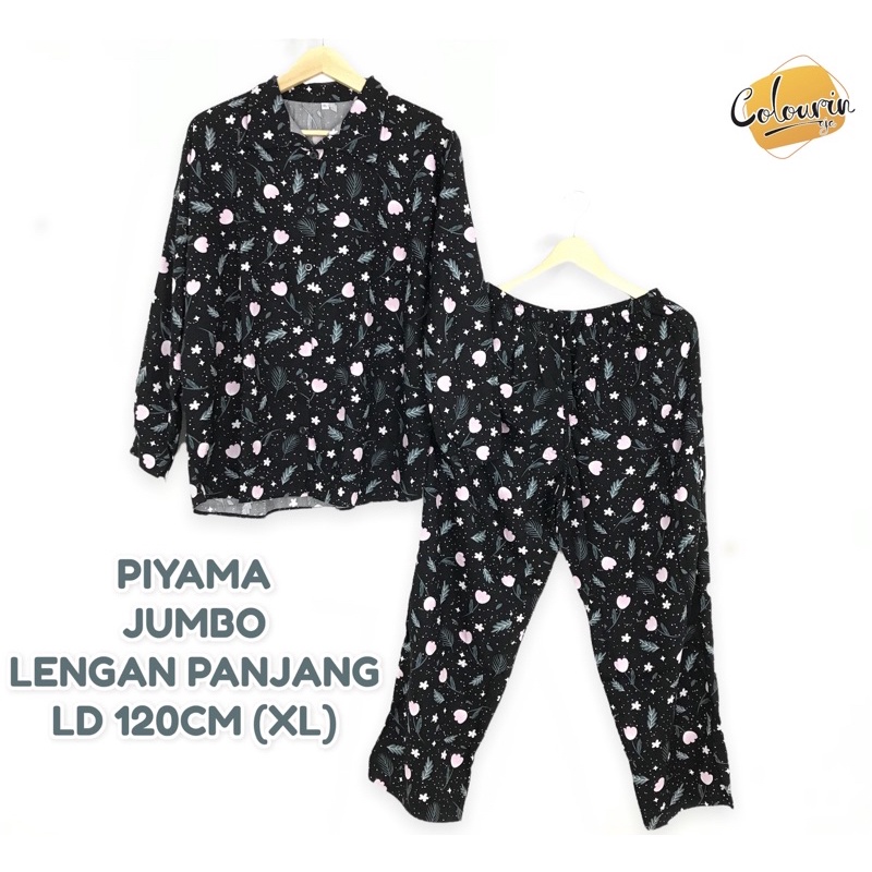 COLOURINAJA Piyama Jumbo Piyama Lengan Panjang Piyama Cewek Terbaru Piyama Rayon