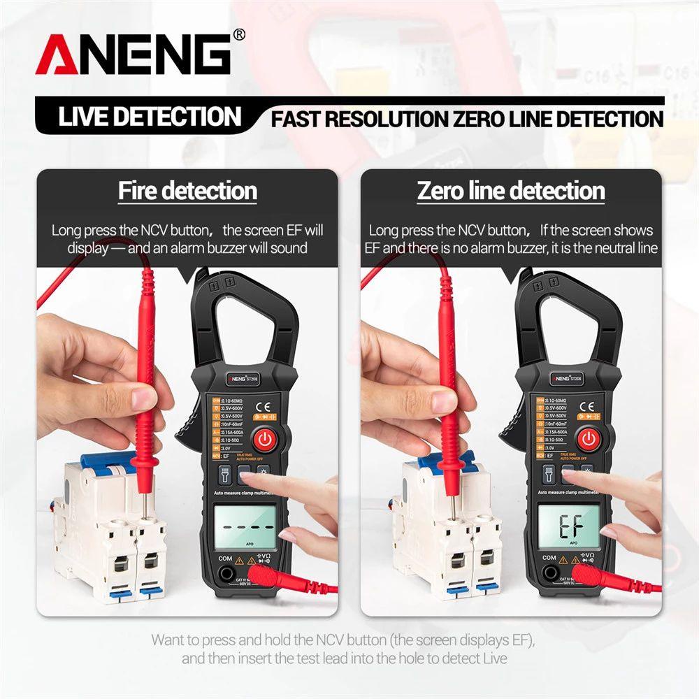 Solighter Digital Clamp Meter Presisi Tinggi AC/DC Transistor Tester Amperimetro Tester Voltmeter