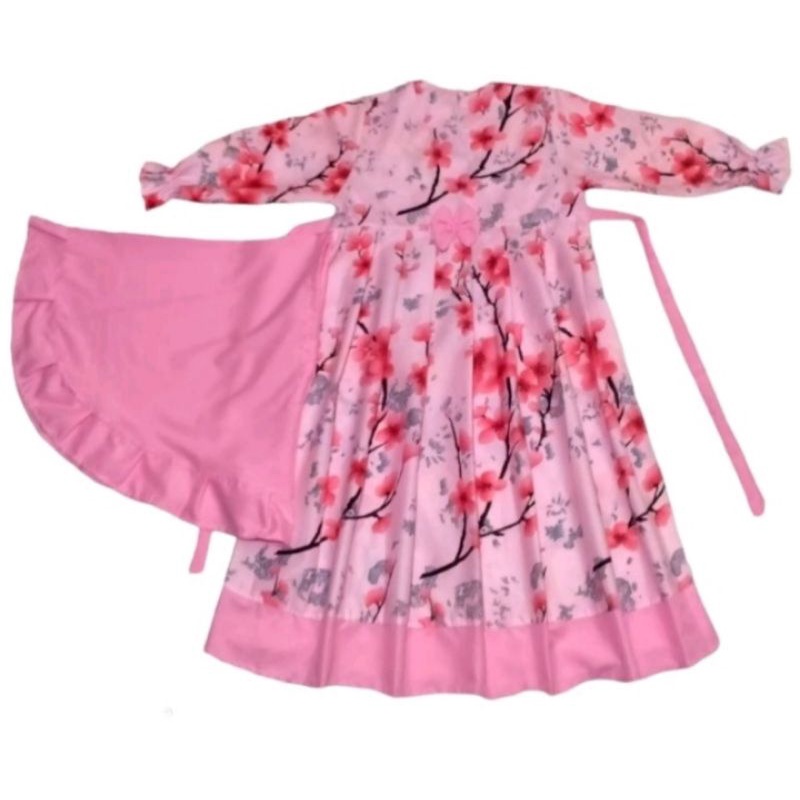 Gamis Set Hijab Anak umur 3 sampai 4 Tahun Gamis Katun Anak