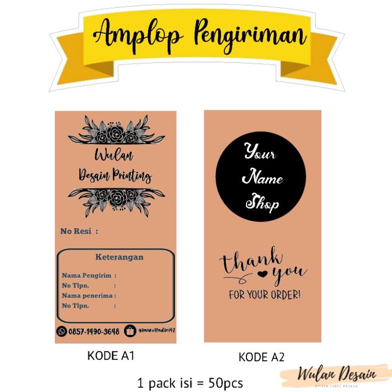

Amplop Pengiriman ukuran 15x27cm isi 50pcs bisa request custom