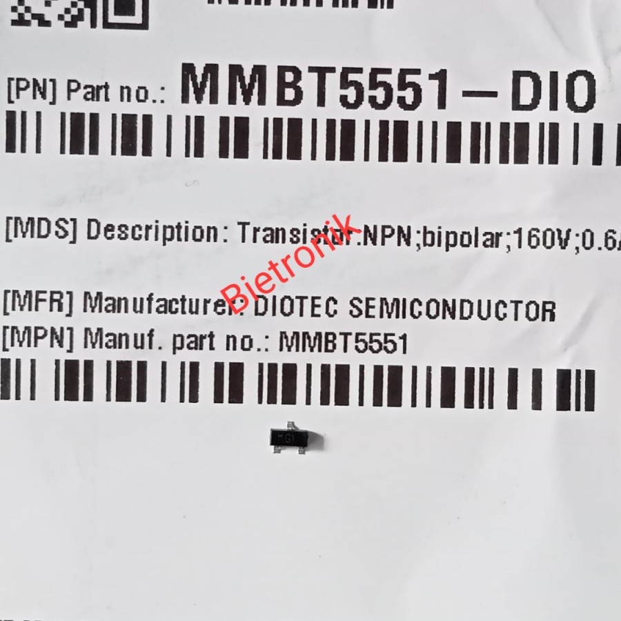 Transistor 2N5551 MMBT5551 G1 SOD-23 NPN Original DIOTEC SEMICONDUCTOR