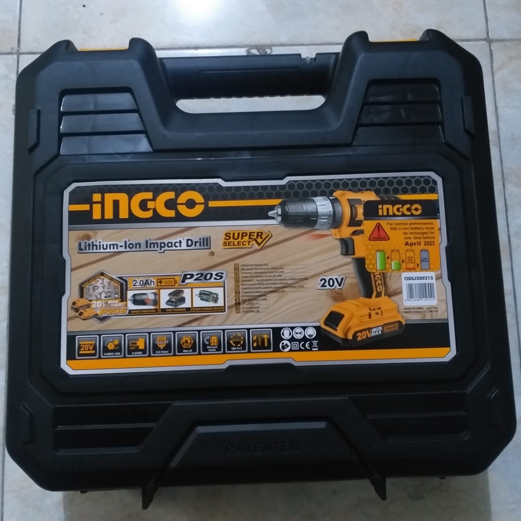 BOR KAYU BESI Cordless impact Drill 20v CIDLI200215 INGCO 10MM
