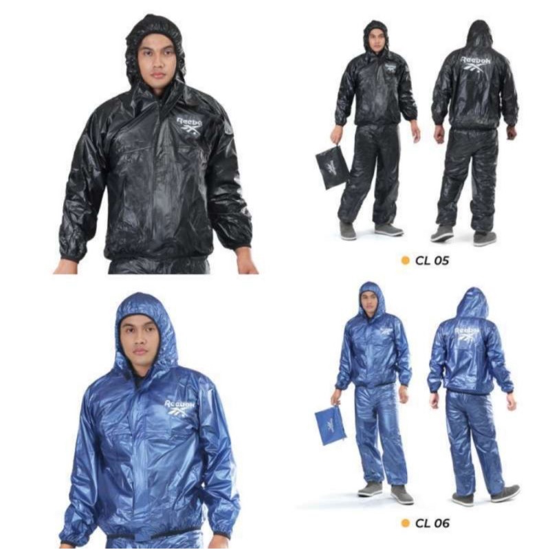 Jas Hujan Setelan / Setelan Baju Sauna Suit Olahraga RBK Pria Dan Wanita Termurah