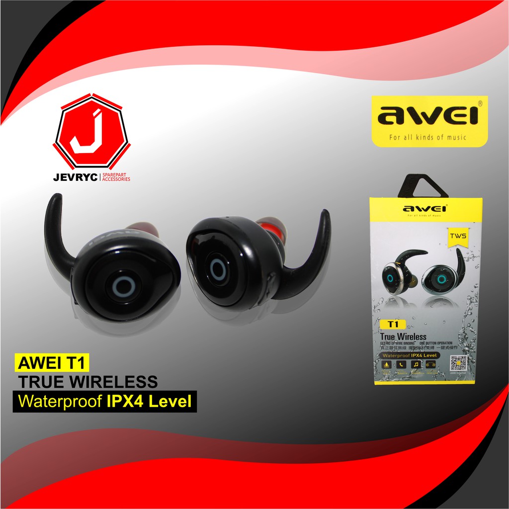 EARPHONE TWS / HEADSET TWS TRUE WIRELESS WATERPROOF AWEI T1