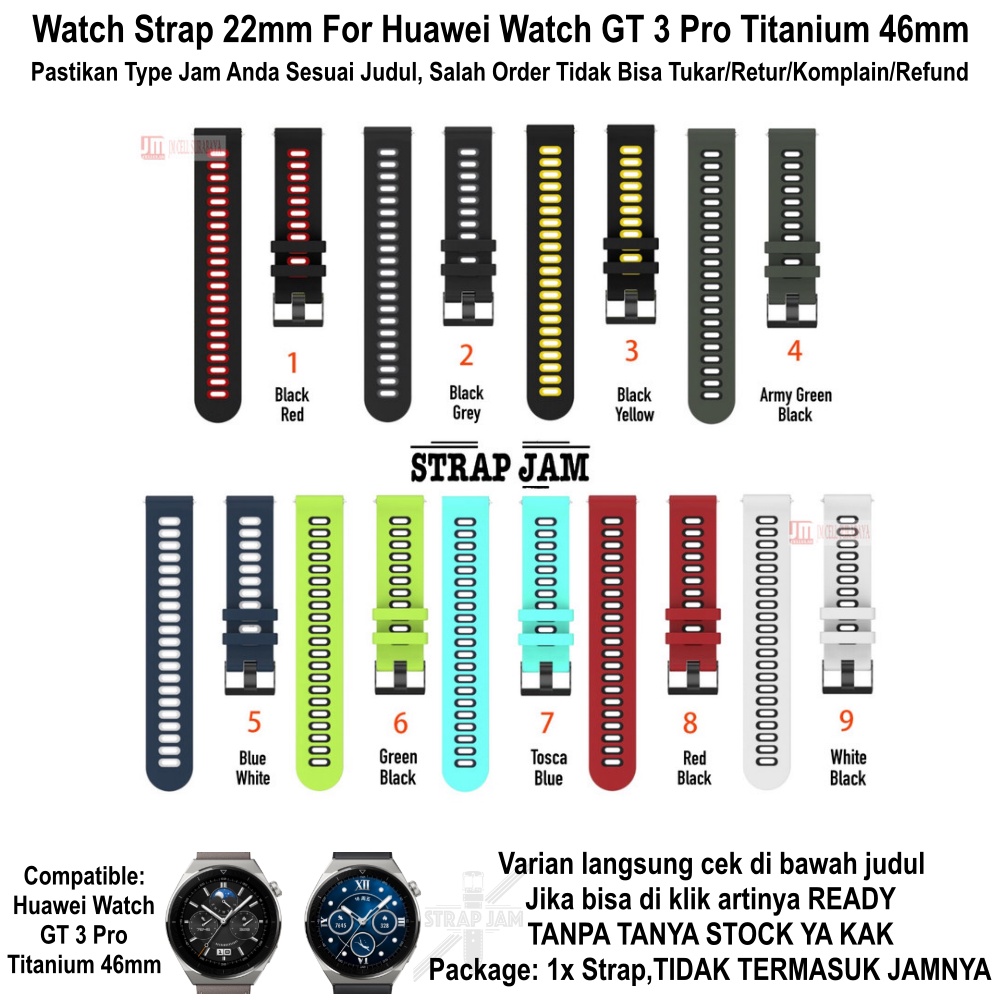 Dual Tone 22mm Strap Huawei Watch GT3 GT 3 Pro 46mm - Tali Jam Tangan Silikon Sporty