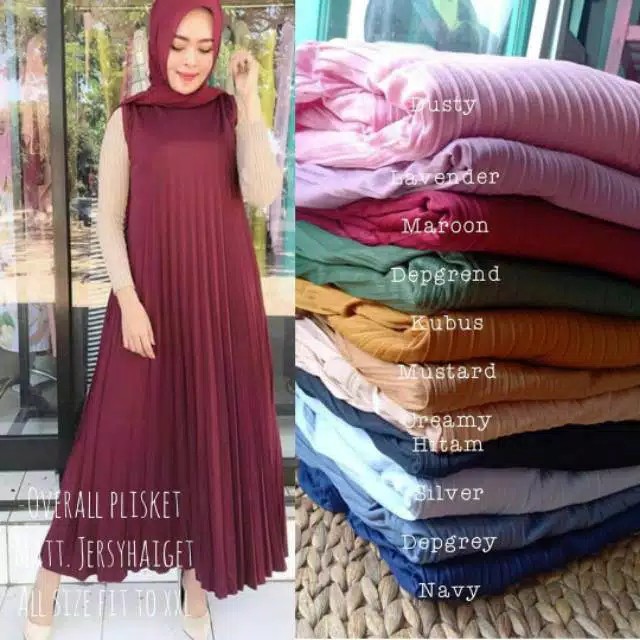 OUTER OVERALL LONGDRESS PLISKET / SLOOPY YOONA LONG DRESS PLISKET - overall polos plisket Trendyy!!