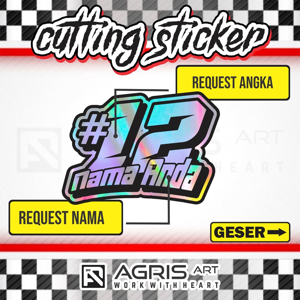 

cutting sticker stiker custom request ANGKA START nama (BUKAN PRINT)