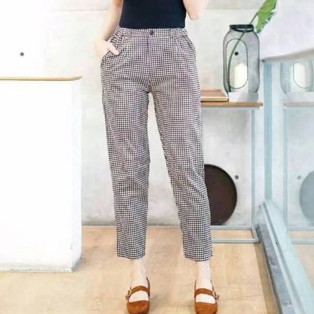  KODE DX4221 CELANA  TARTAN  WANITA  CELANA  TARTAN  BAGGY 
