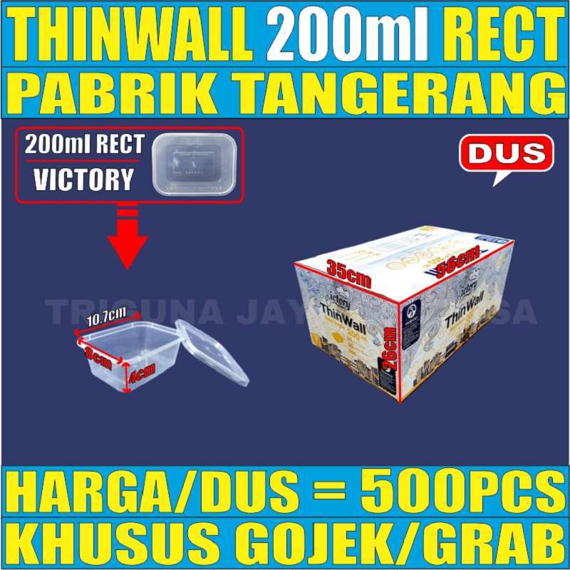 Thinwall 200ml Per Dus Rectangle Food Container Kotak Makan Plastik