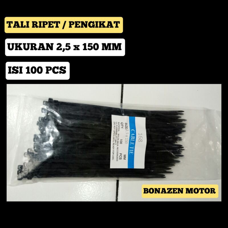 Tali Ripet 2,5 X 150 Mm / Kabel Ties Cable Tie Pengikat / 1 Set Isi 100 Pcs / Young Nylon