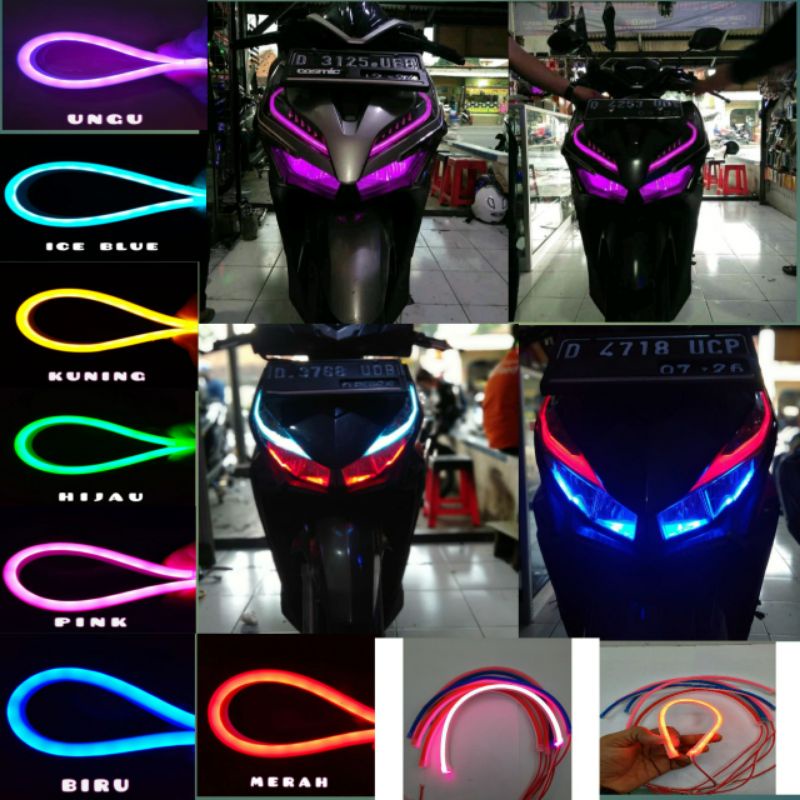 LAMPU ALIS MOTOR MOBIL  30CM 15CM LED DEVIL-DEMON 12V NEON FLEKIBEL PREMIUM  SUPER SLIM KUALITAS AES TIDAK BINTIK BEAT VARIO MIO NMAX LEXI AEROX PCX DLL