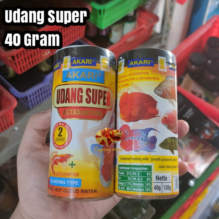 AKARI - Udang Super Astaxanthin Pakan Oscar Louhan Koi 40 Gram